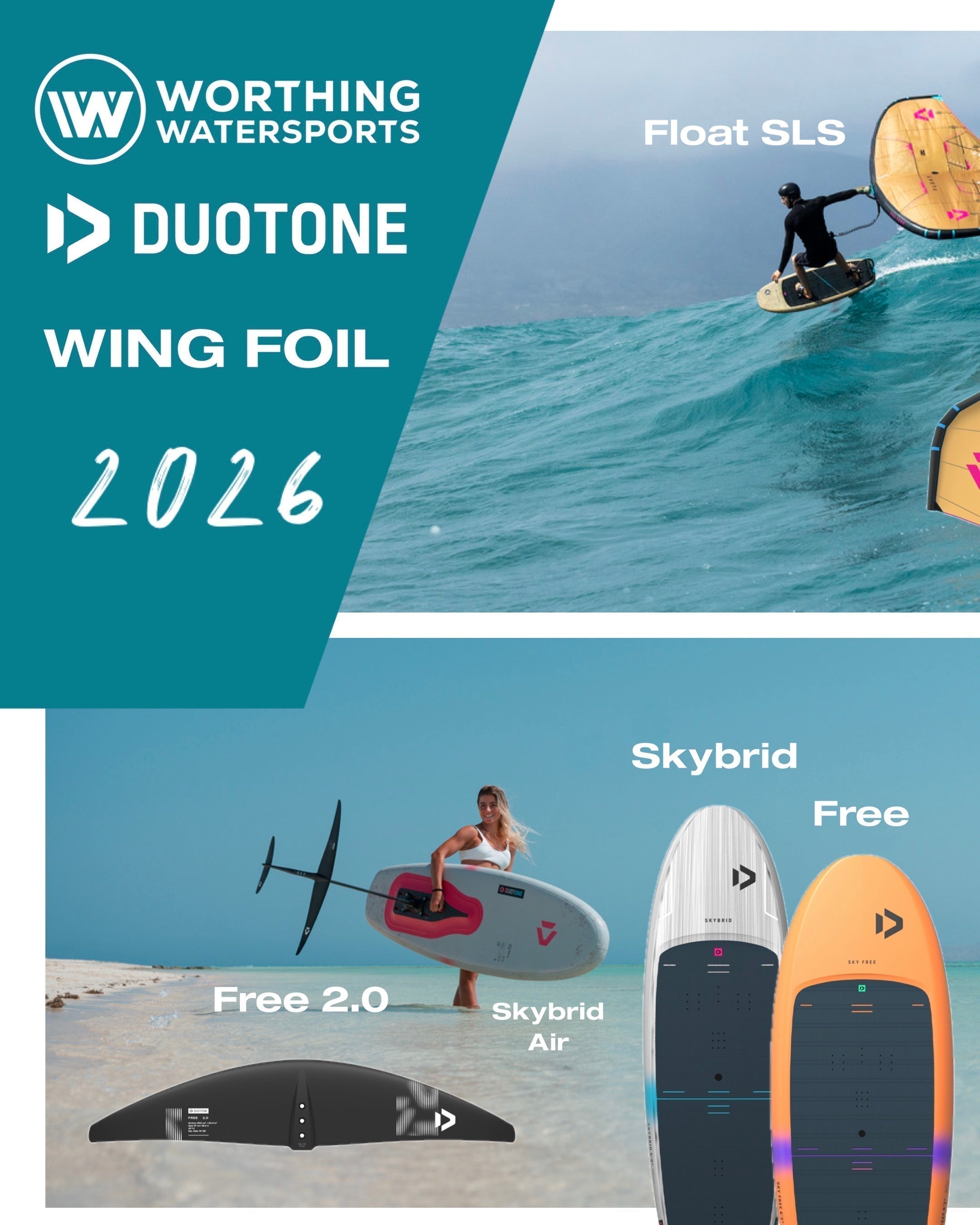 SS26 Duotone Wing Foil Launch – Skybrid, Aero Free 2.0, Float & Float SLS - Worthing Watersports