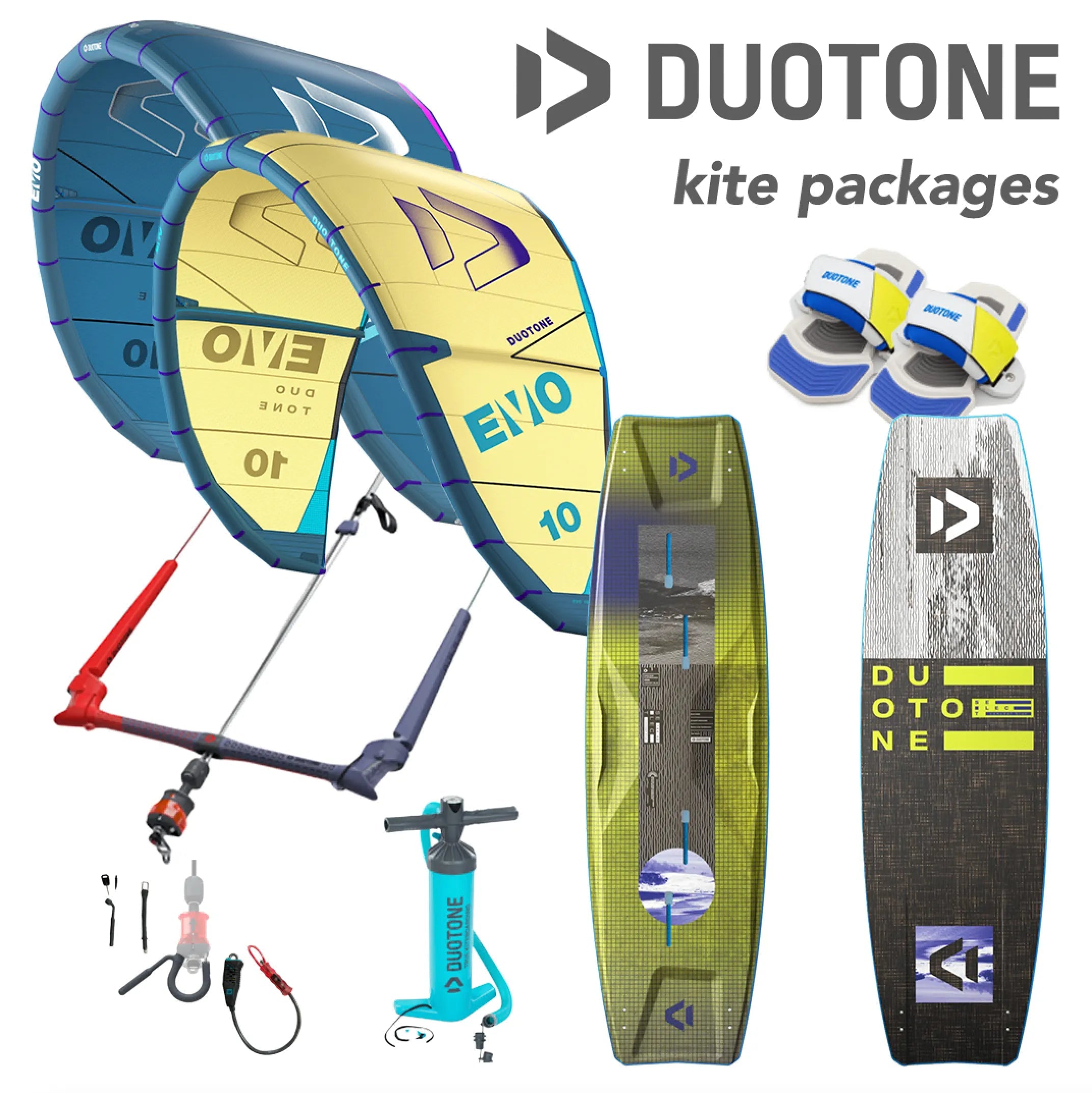 Duotone Evo and Select Concept Blue Complete Kitesurf Package 2025
