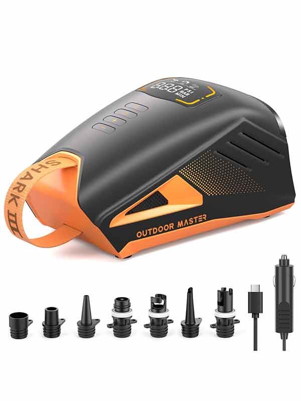 Outdoor Master Shark 3 Electric SUP Pump 20psi Battery Powered Portable Electric Stand Up Paddle iSUP, wing, Kite and Kayak