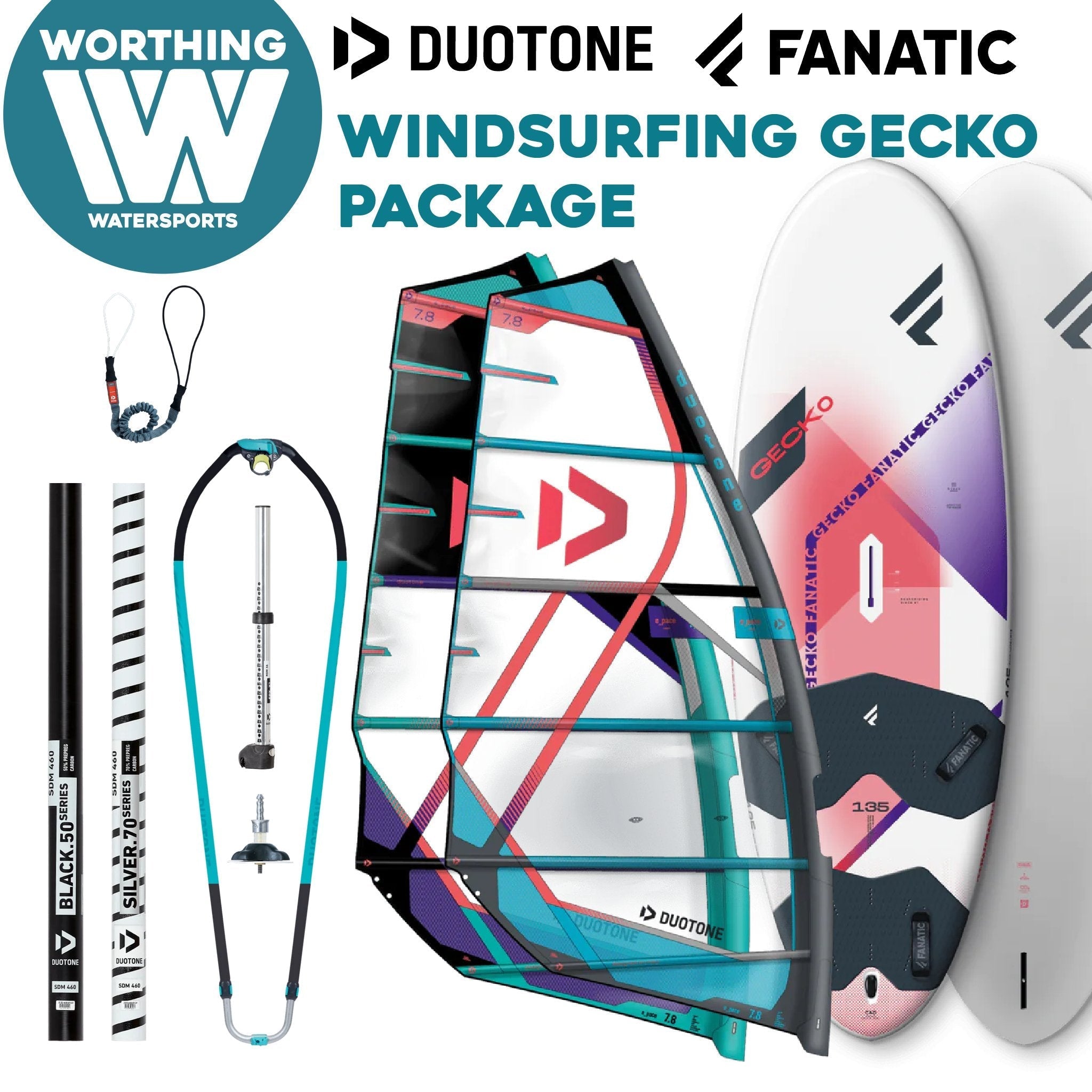 Fanatic Duotone Gecko E-Pace Dagger Board Complete Windsurfing Package