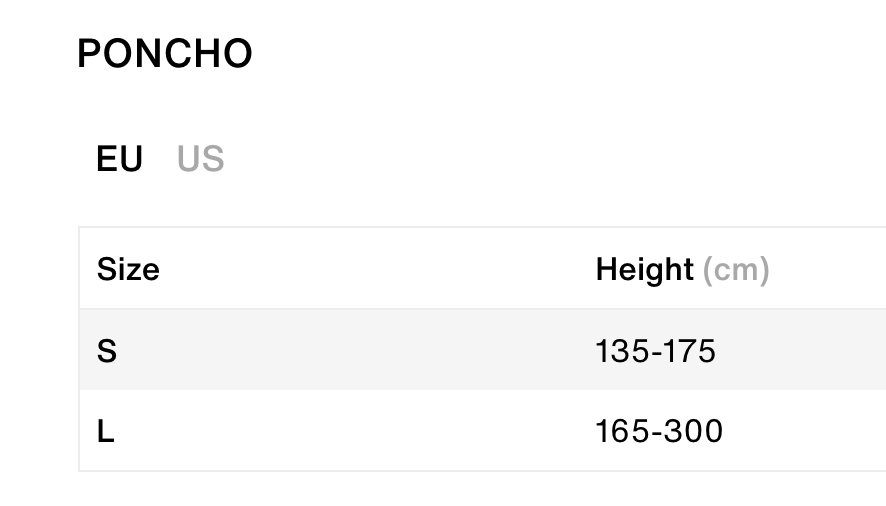 ion-water-poncho-size-chart