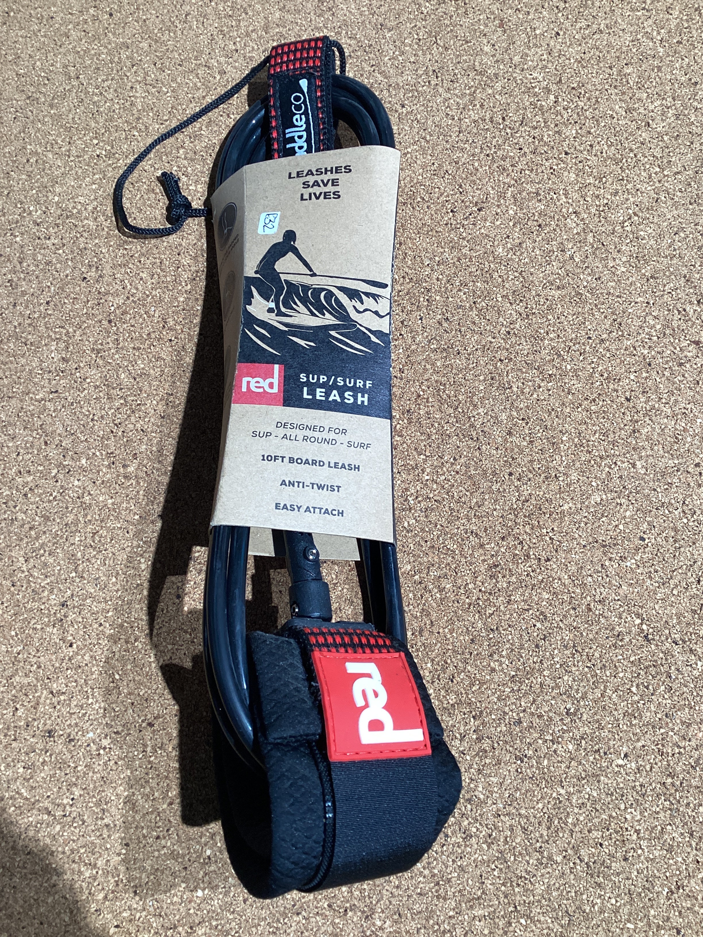 Red 10ft Surf/Sup Straight Leash - Worthing Watersports - 5056291105929 - Leash - Red Paddle Co