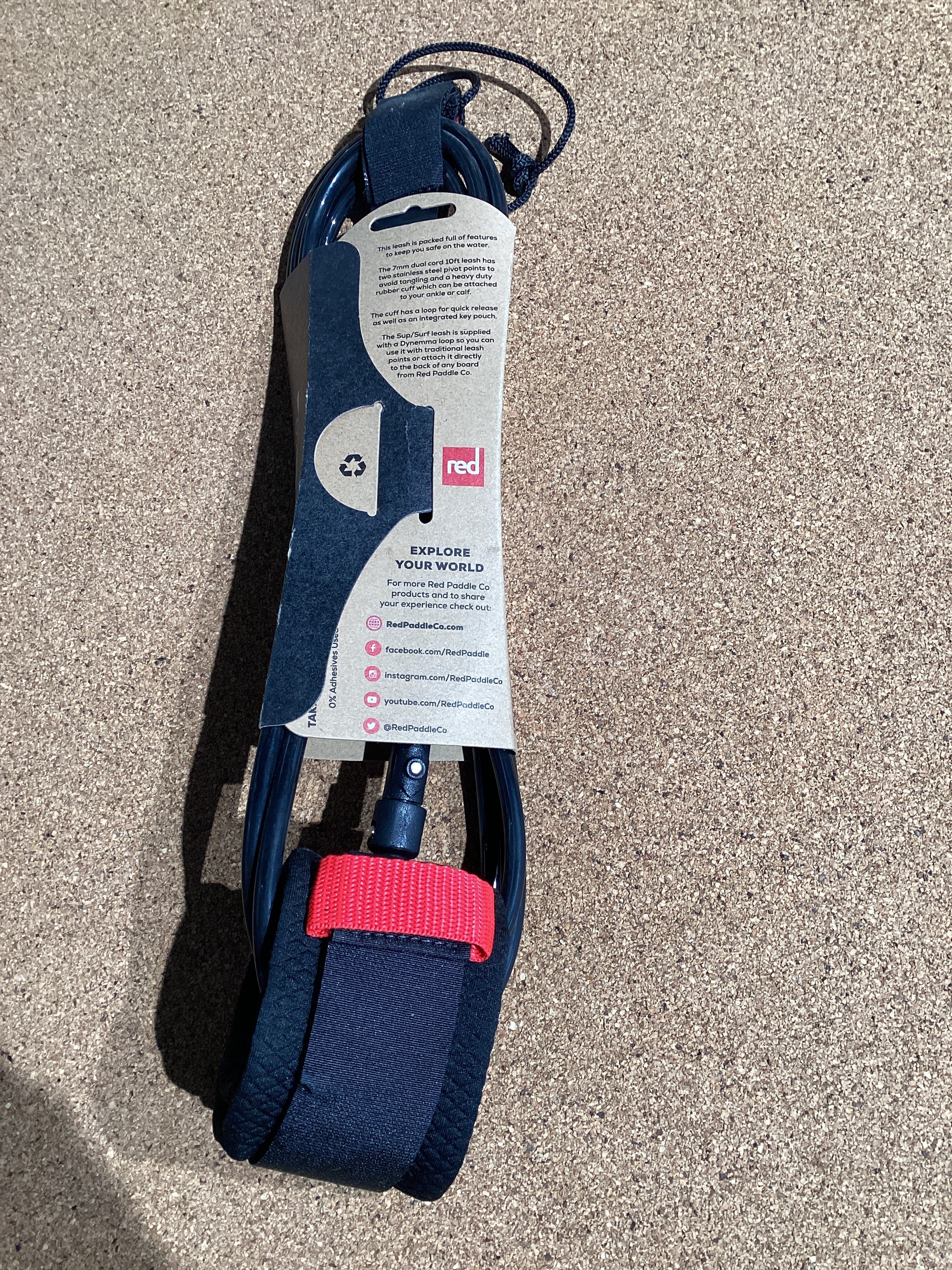 Red 10ft Surf/Sup Straight Leash - Worthing Watersports - 5056291105929 - Leash - Red Paddle Co