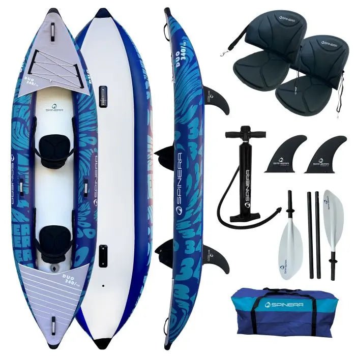 Spinera Duo 340 Package - 2 Person HDDS Kayak - 2x Paddles, Pump, Seats & Bag - Worthing Watersports - 4262373433250 - Kayaks - Spinera