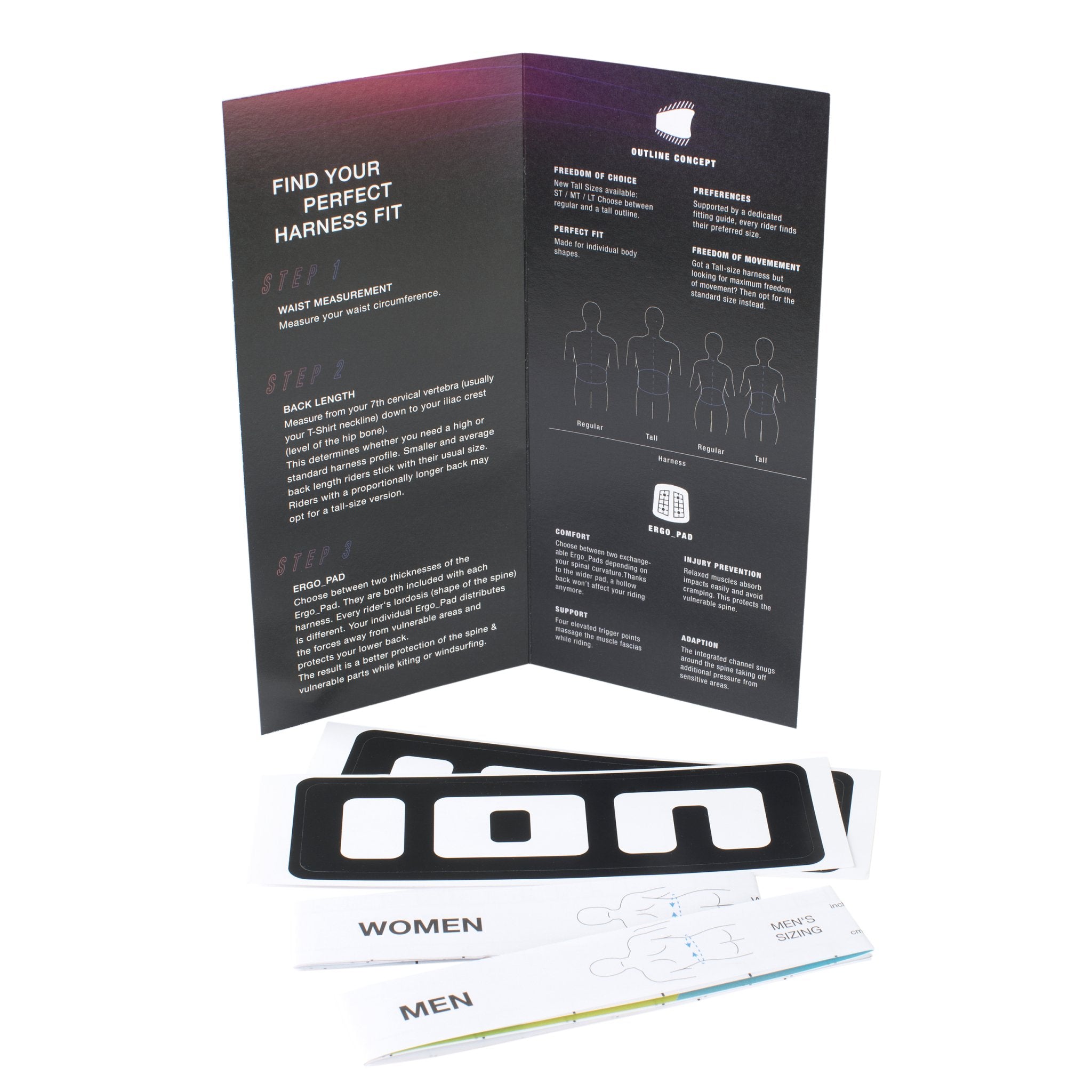 ION Kiteboarding and Windsurf Harness measurement size chart guide set tool
