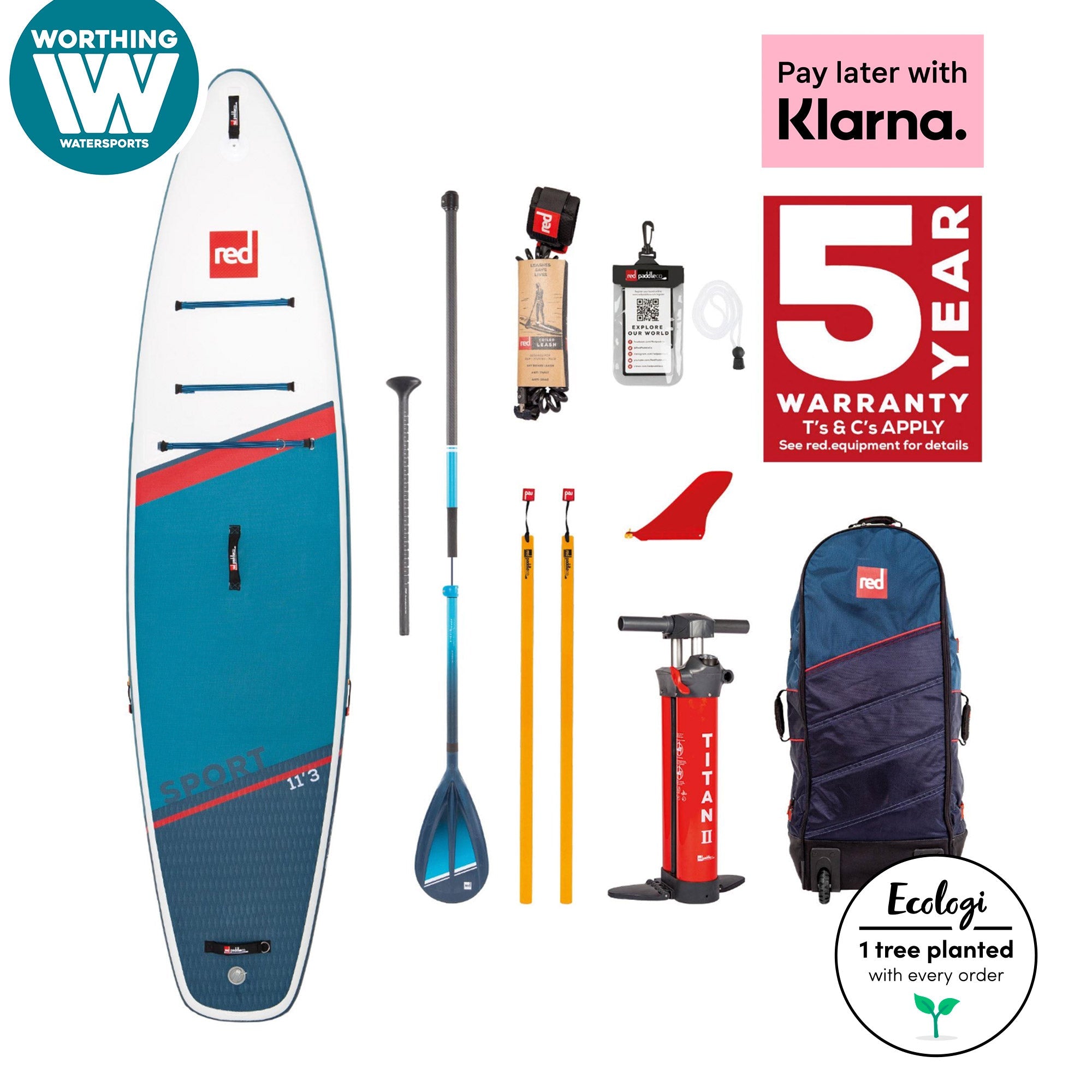 Red Paddle Co. 11'3" SPORT MSL INFLATABLE PADDLE BOARD PACKAGE