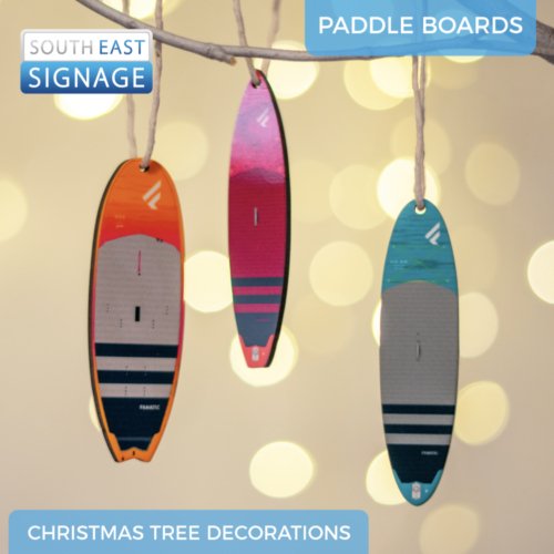 Bespoke Paddleboarding Christmas Tree Decoration - Worthing Watersports - SES-LAZ-CC-HB-101 - South East Signage