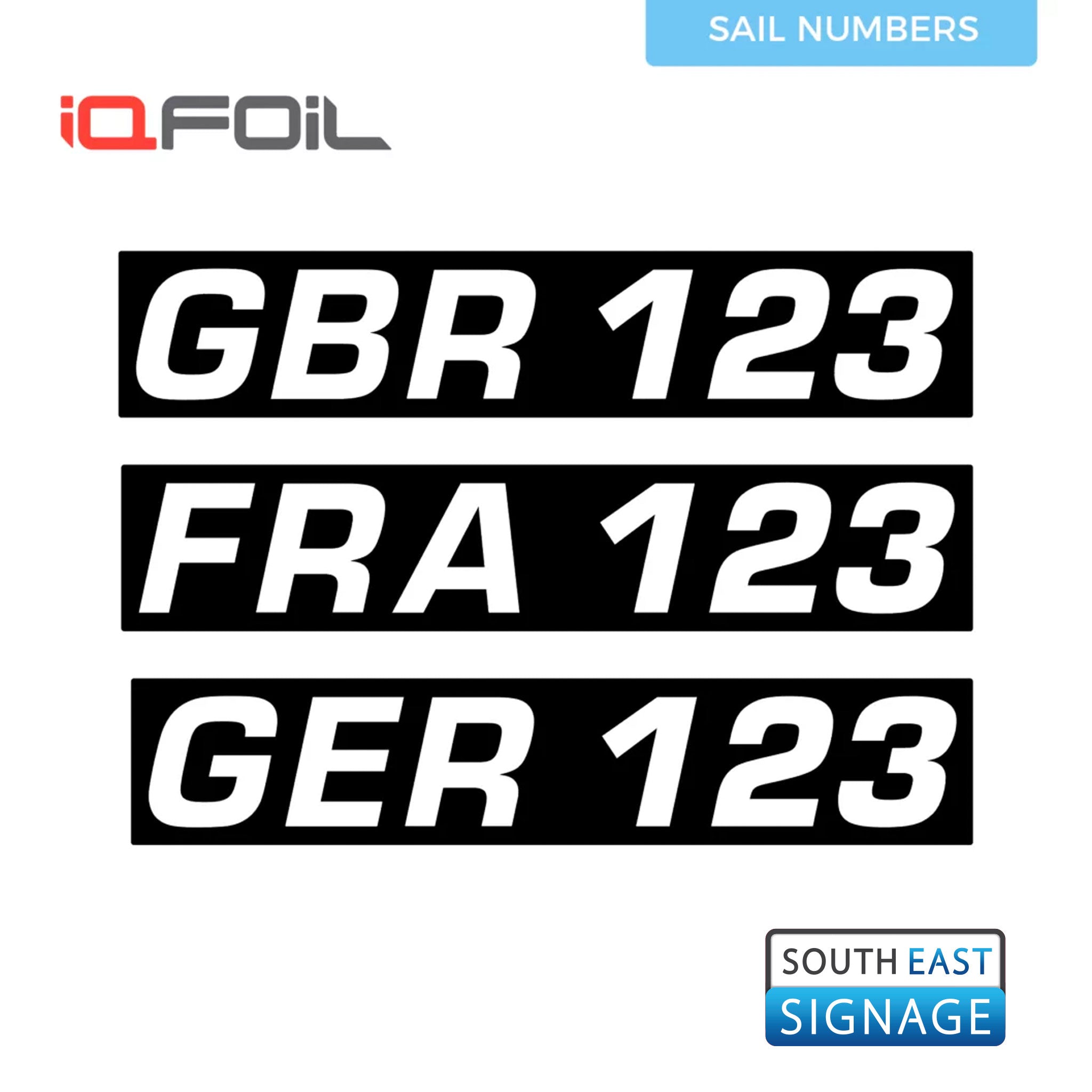 South East Signage iQFOIL Class Windsurfing Sail Number Set - Worthing Watersports - SES-iQFOIL-NUM - Sail Sticker - South East Signage