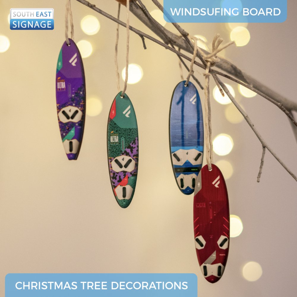 Windsurfing Board Christmas Tree Decorations - Worthing Watersports - SES-LAZ-CC-HB-102 - South East Signage