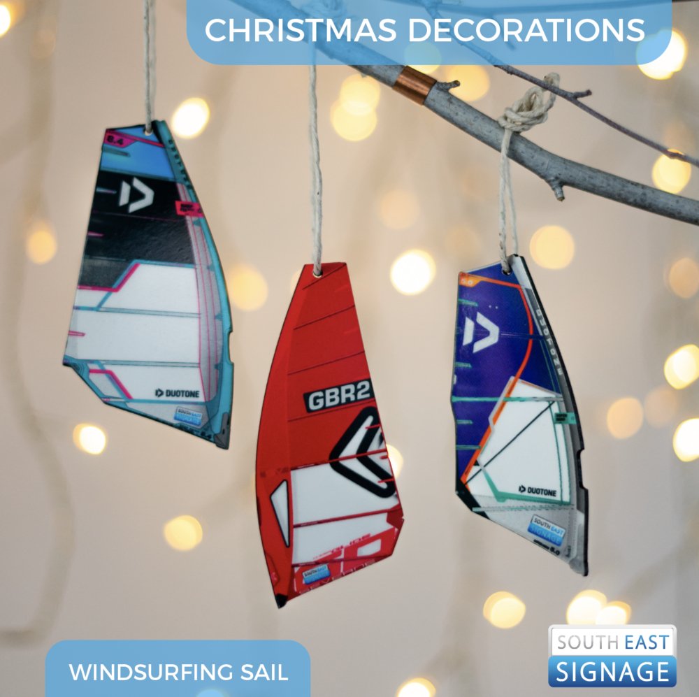 Windsurfing Sail Christmas Tree Decorations - Worthing Watersports - SES-LAZ-CC-HB-104 - South East Signage