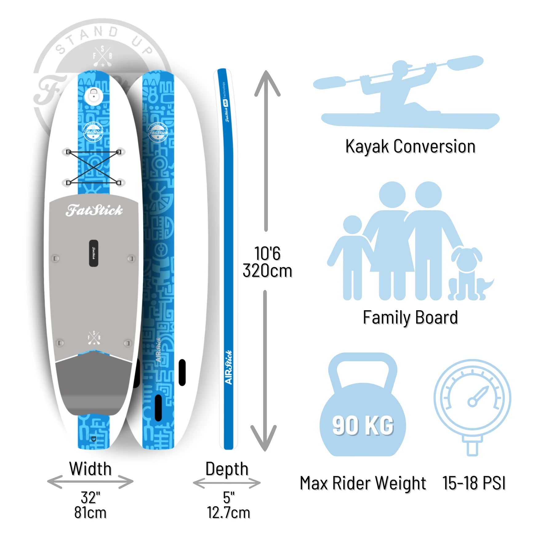 Air Stick 10’6 Inflatable Paddle Board iSUP Package