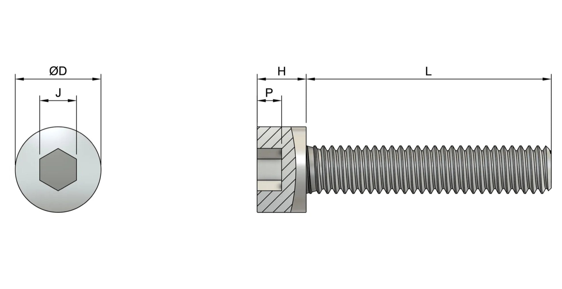 M3 Full Thread Cap Head Screws (DIN 912) - Marine Stainless Steel (A4)