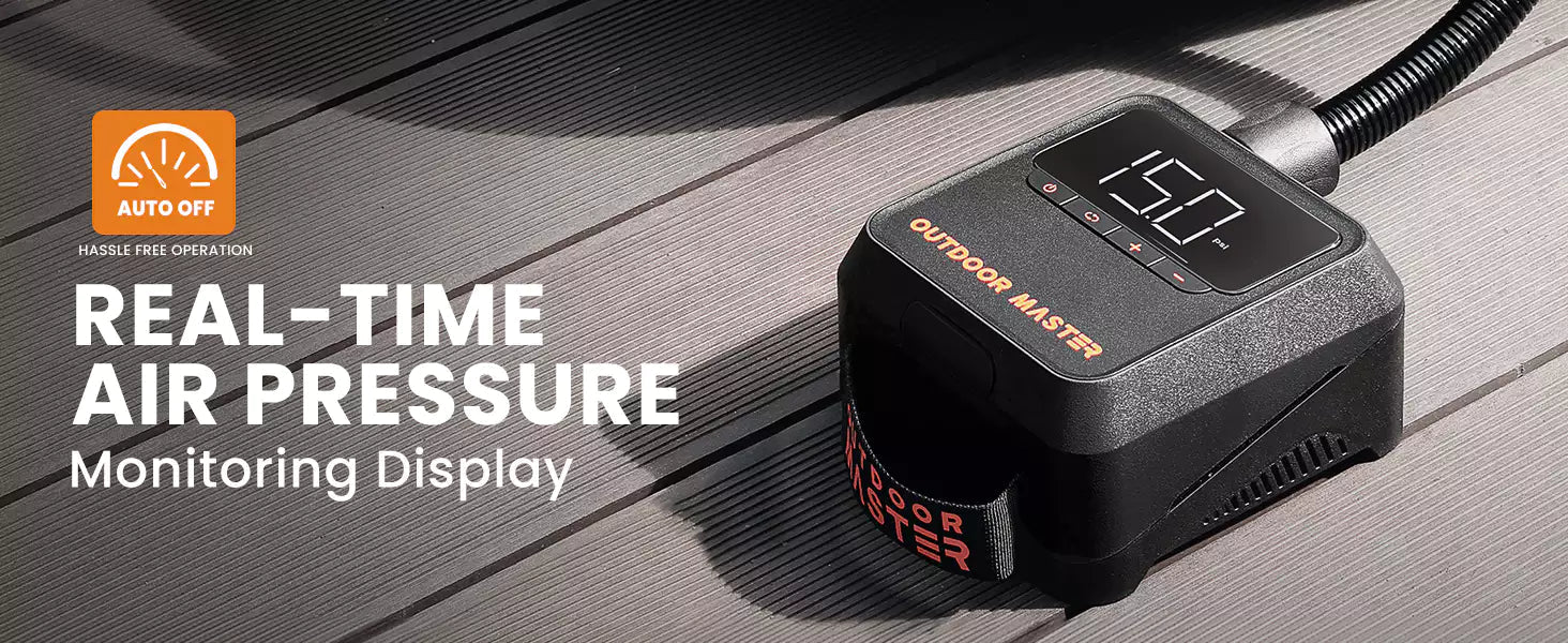 Outdoor Master Cachalot 2s Mini Electric SUP Pump 20psi Battery Powered Portable Electric Stand Up Paddle iSUP, wing, Kite and Kayak