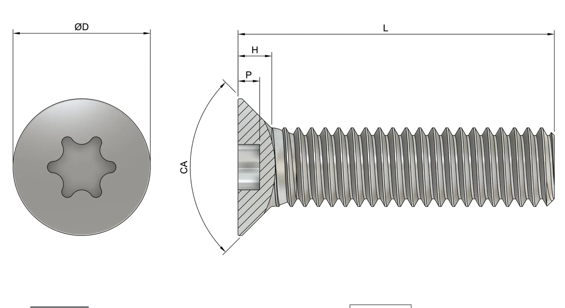 Stainless Steel M6 T30 Torx Countersunk Screws (ISO 14581) - Marine Stainless Steel (A4)