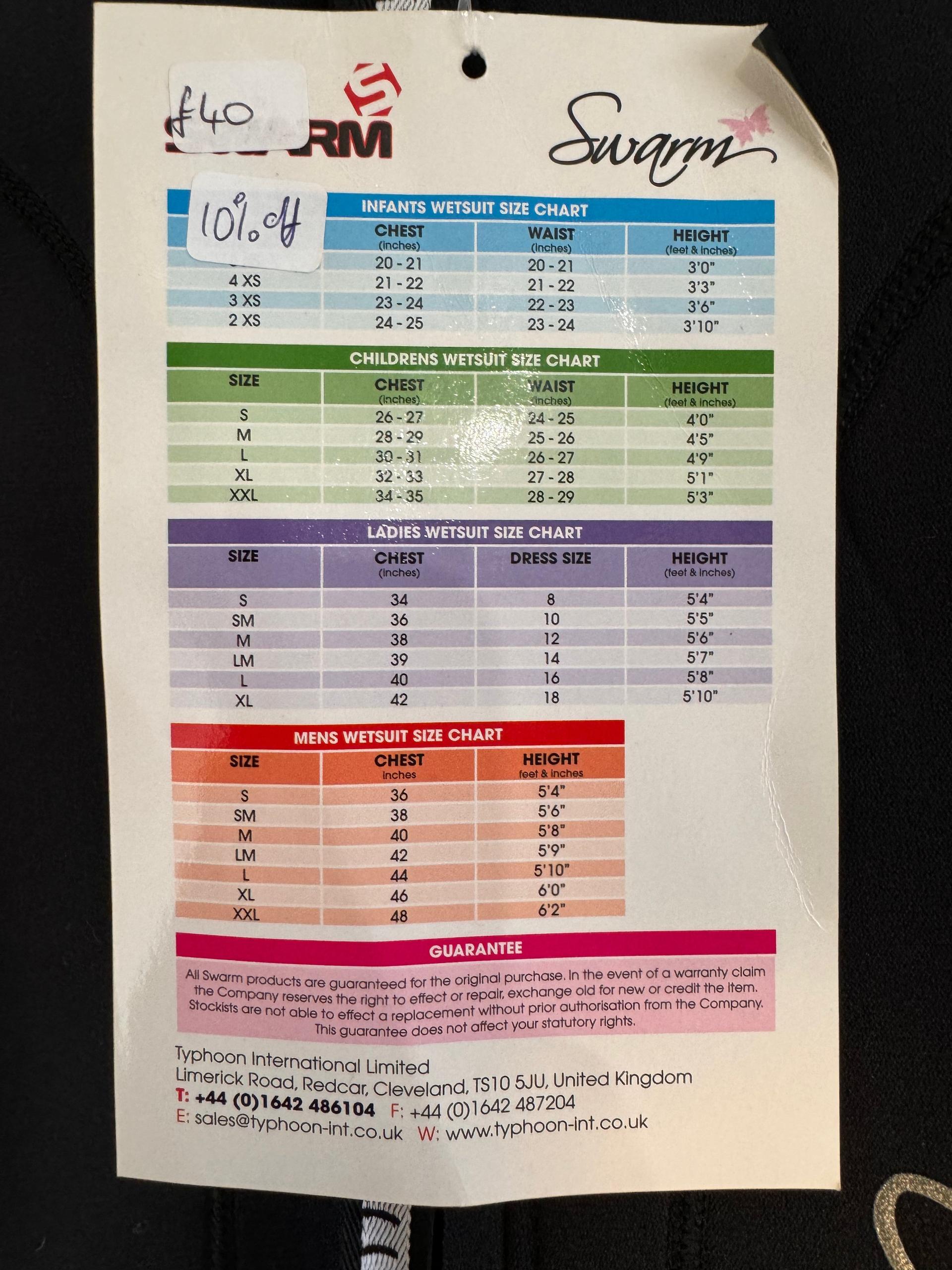 Swam 3/2 junior shortie size XXL
