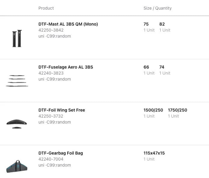 Duotone Aero Free SLS Complete Foil Set - AL 3BS QM - Worthing Watersports - Foil Sets Complete - Duotone X