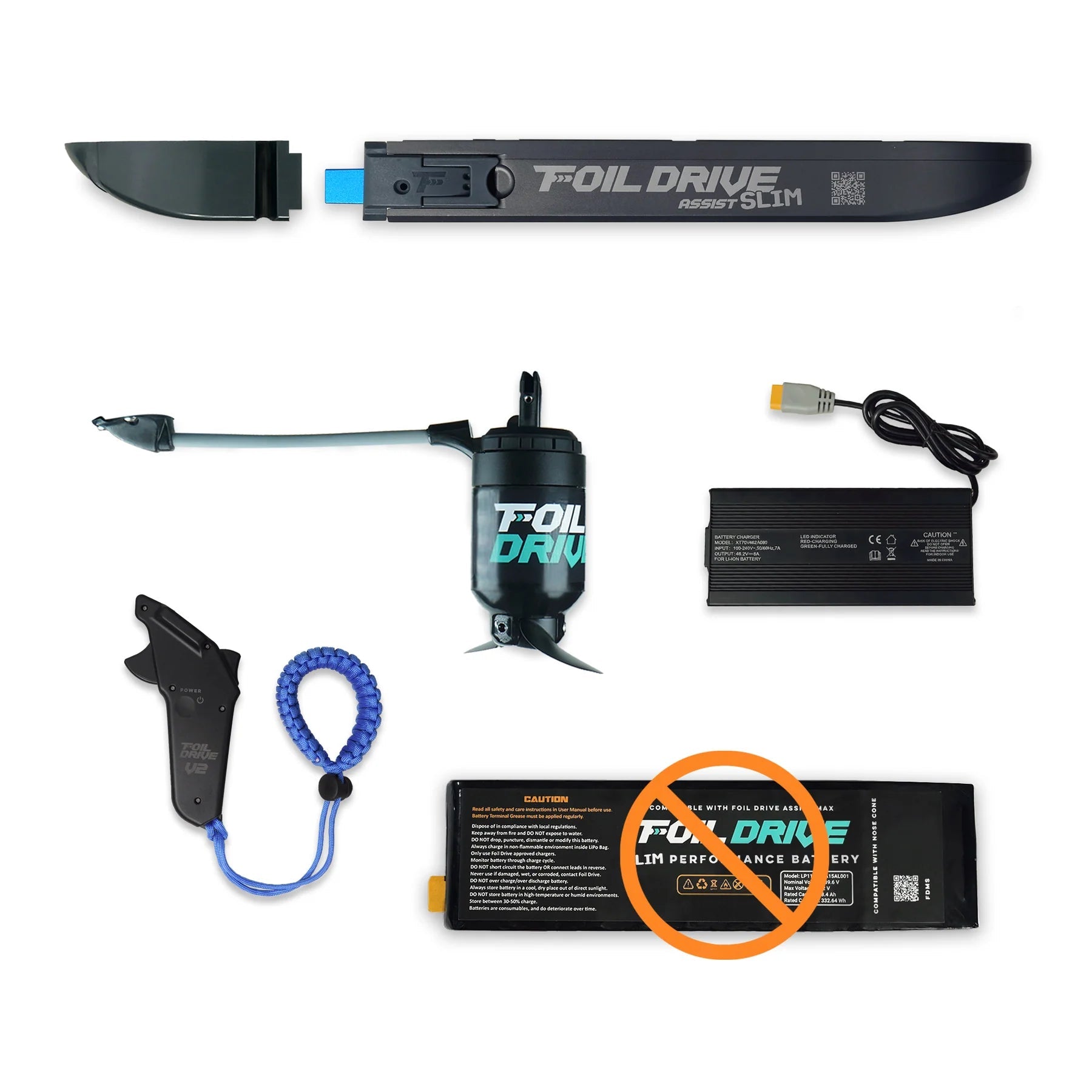 Foil Drive Assist Slim Base Kit (20cm v2 Motor) - Worthing Watersports - 9361123002151 - Foil Sets Complete - Foil Drive