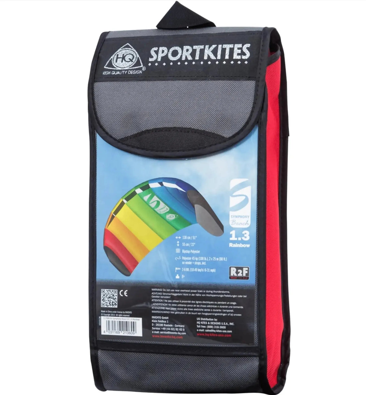 HQ Symphony Beach III 1.3 Rainbow R2F Stunt Kite | Beginner Dual - Line Foil Kite - Worthing Watersports - 4031169210609 - Kites - HQ