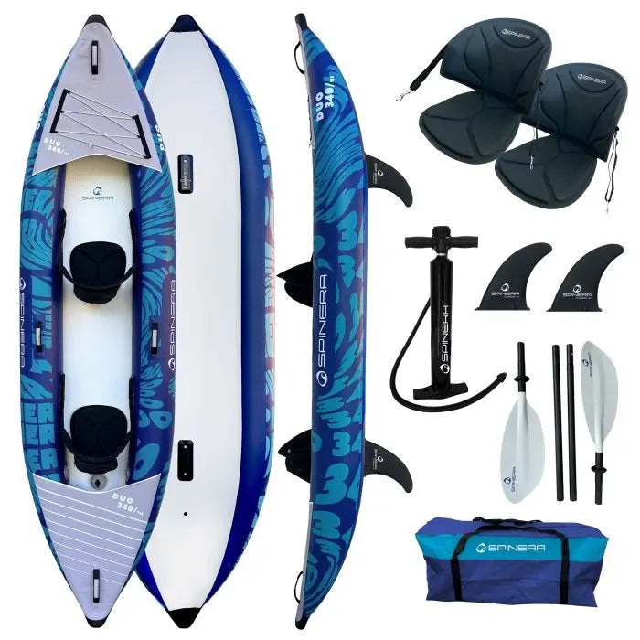 Spinera Duo 340 Package - 2 Person HDDS Kayak - 2x Paddles, Pump, Seats & Bag