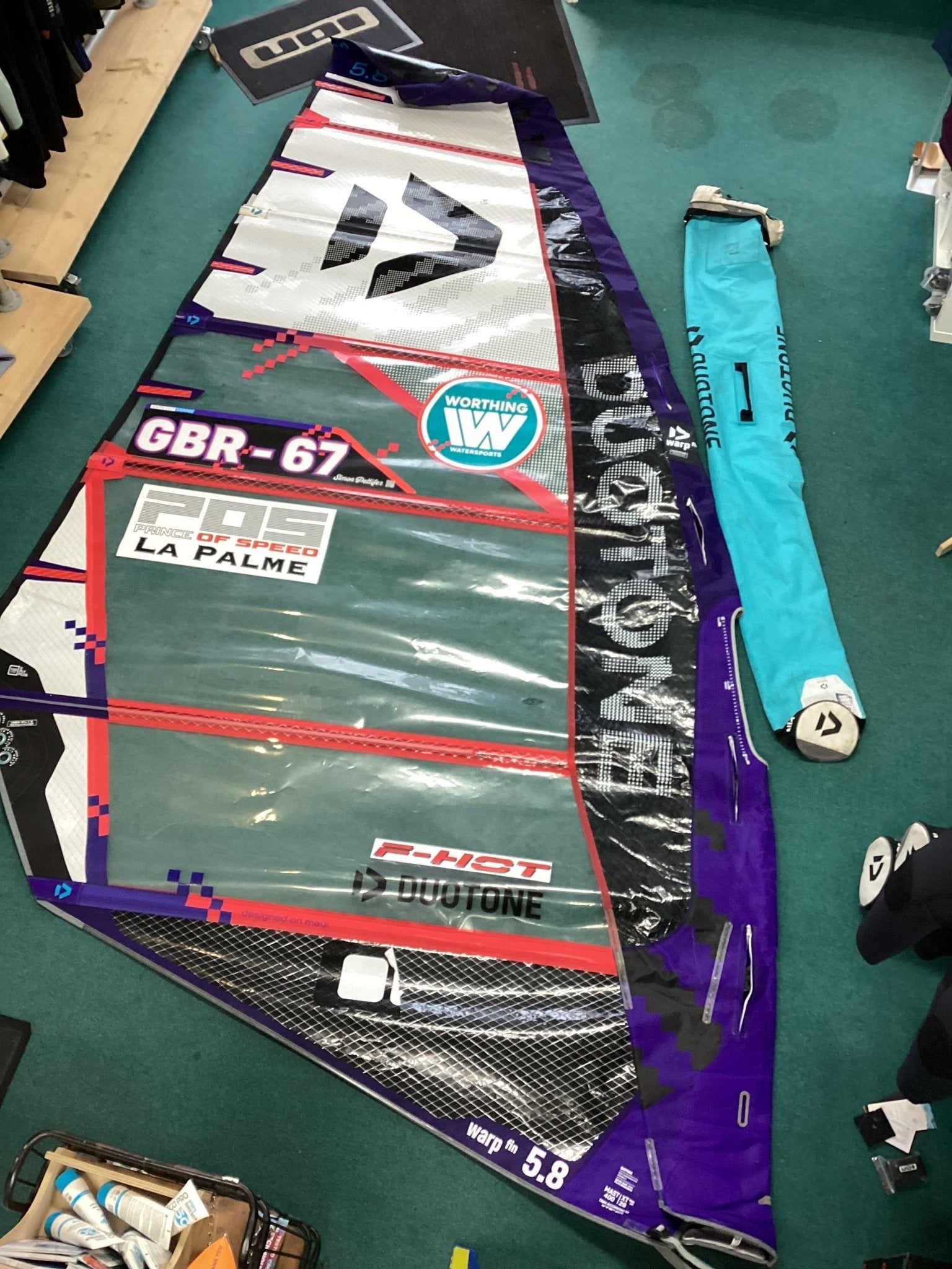 USED Duotone Warp Fin 2024 5.8m - Worthing Watersports - Windsurfing Sails - Duotone Windsurfing