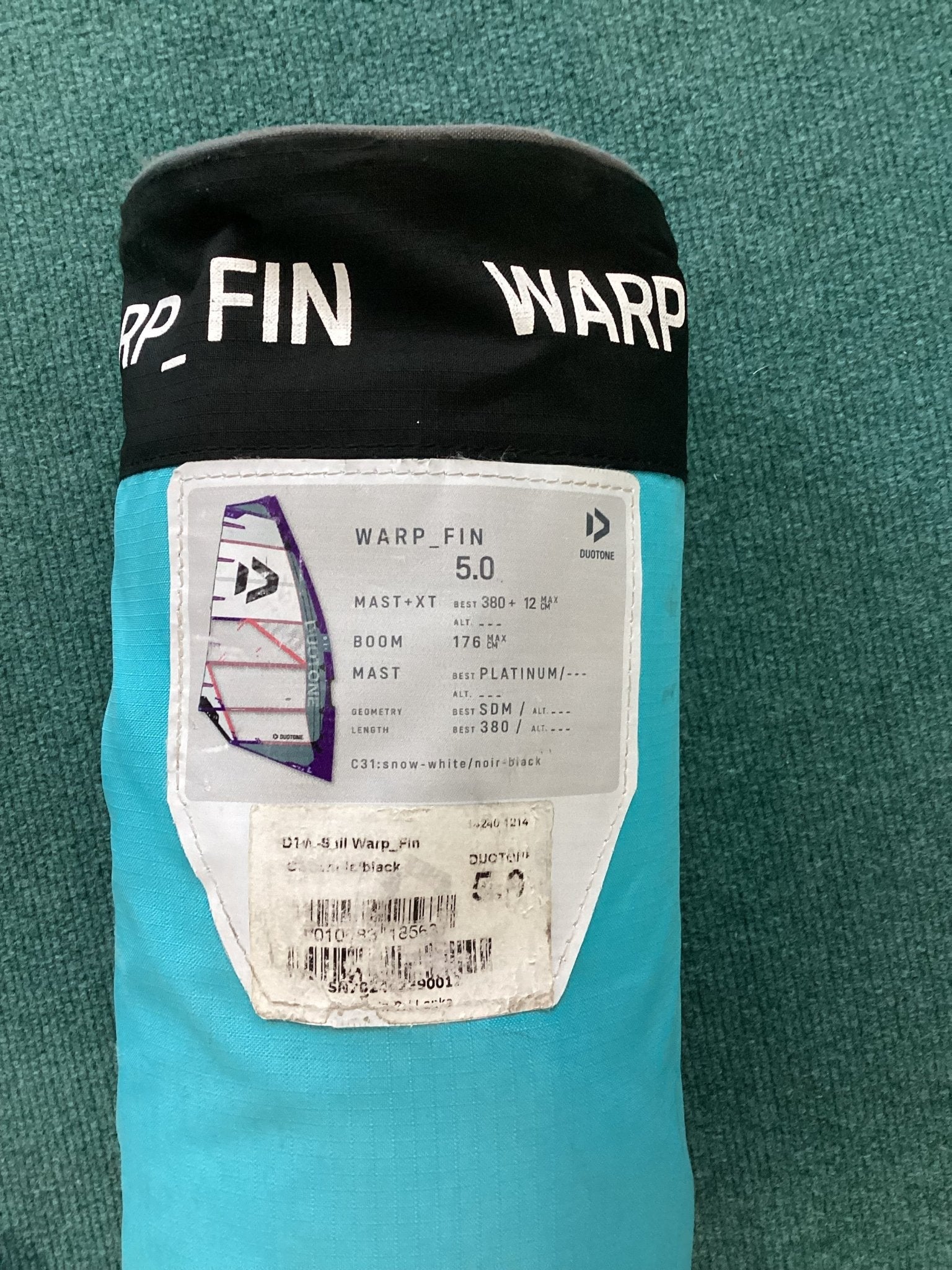 Used Duotone Warp Fin Sail 2024 5.0m - Worthing Watersports - Windsurfing Sails - Duotone Windsurfing