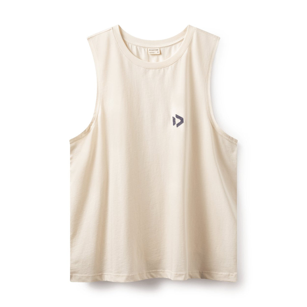 Men's undyed Duotone tank vest top in cream cotton with a small dark logo on the chest.