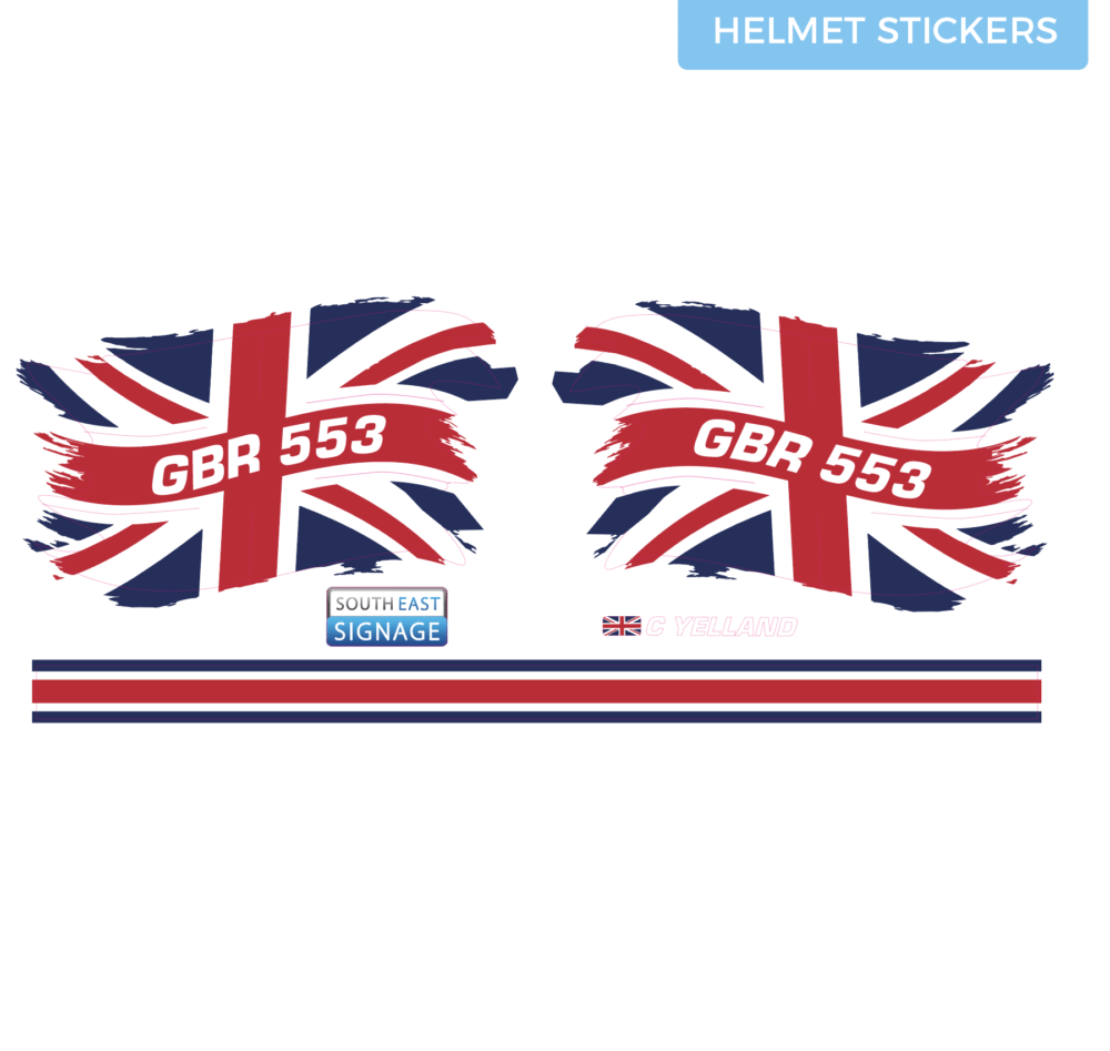 Personalised Nationality Flag and Name Windsurfing / Kitesurfing Helmet Stickers - Worthing Watersports - SES - Helmet Stickers - South East Signage