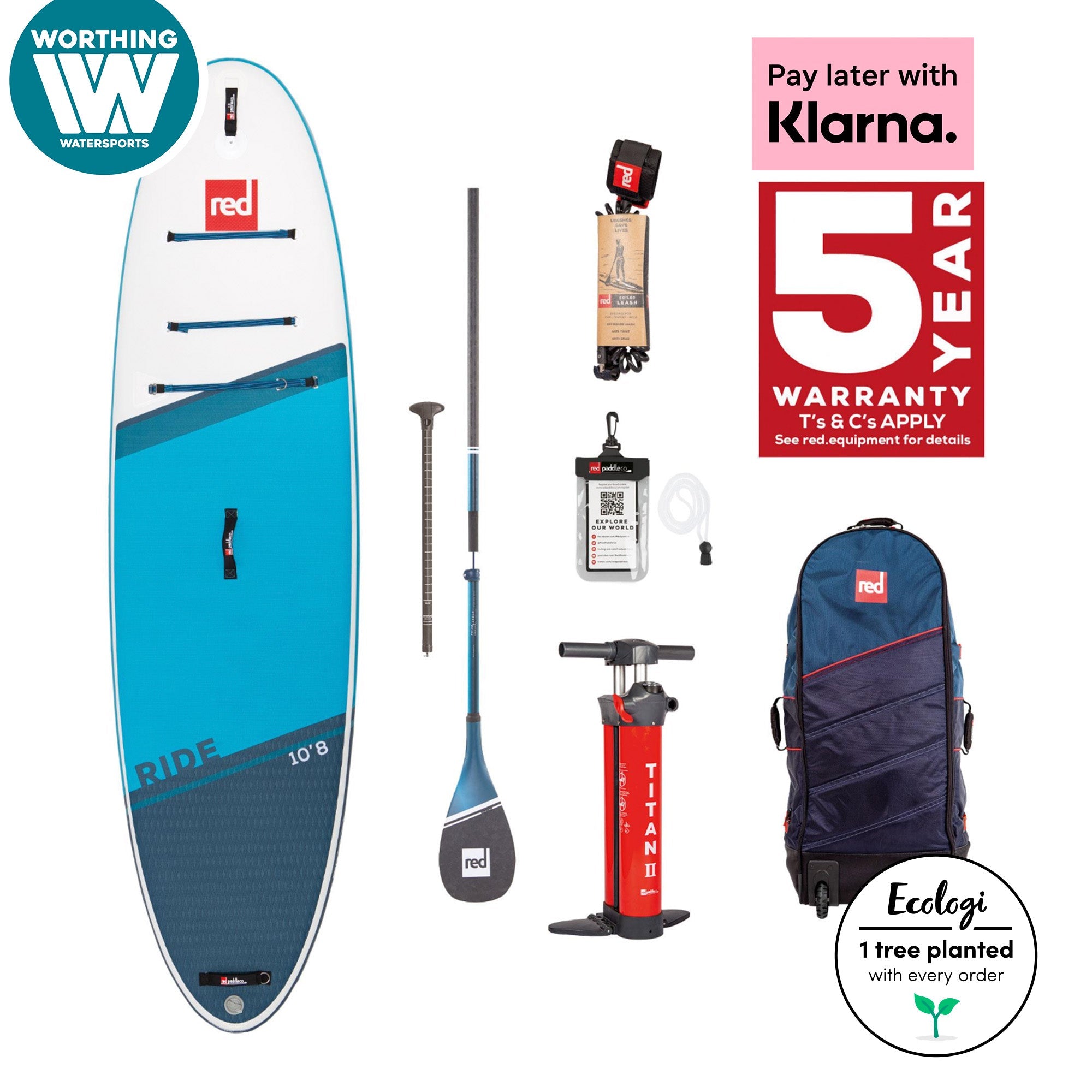Red Paddle Co. 10’8″ RIDE MSL INFLATABLE PADDLE BOARD PACKAGE - Worthing Watersports - 001-012-001-0040 - iSUP Packages - Red Paddle Co